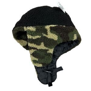 Cat & Jack Boys' Camo Sherpa and Black Winter Hat - One Size - NWT
